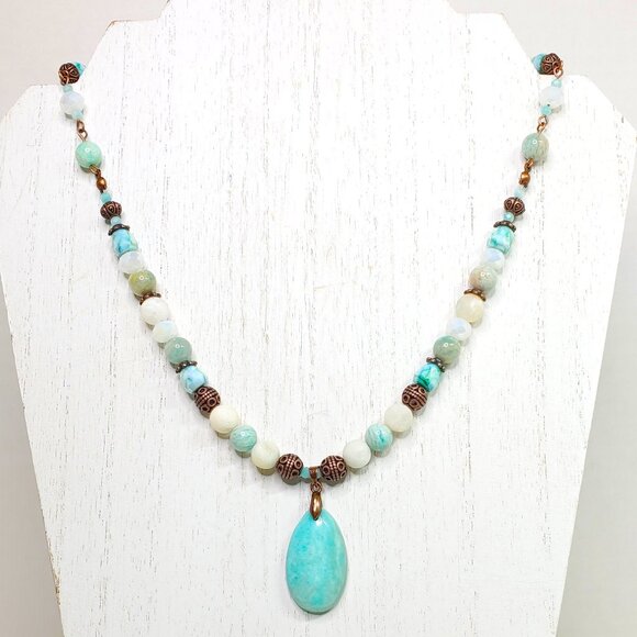 Amazonite and Crystal Necklace - Picture 8 of 11